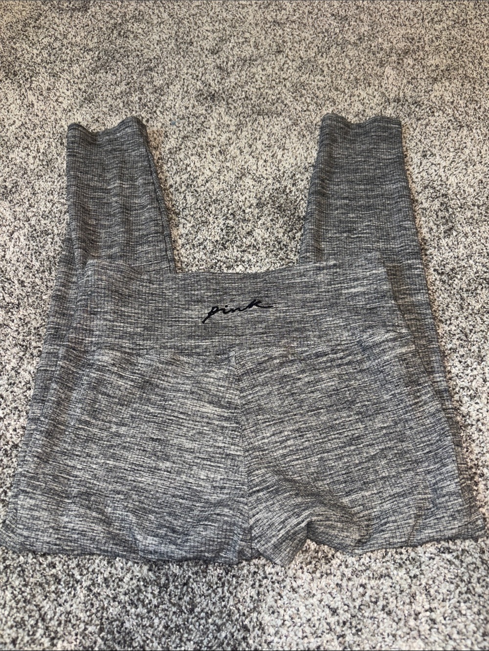 PINK Victoria's Secret Gray Marled Kids Leggings with Logo Waistband